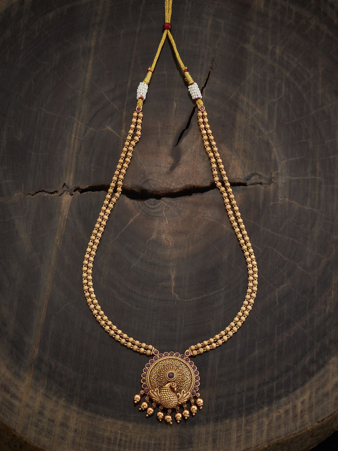 

Kushal's Fashion Jewellery Ruby Gold-Plated Temple Necklace