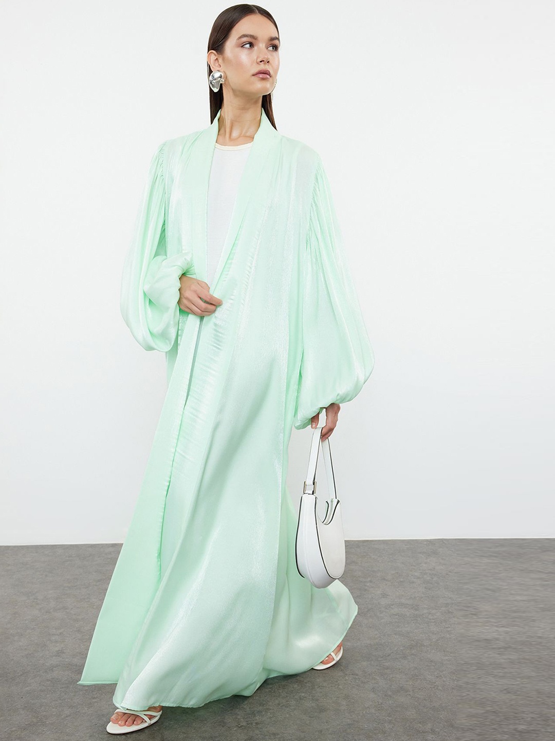 

Trendyol Longline Open Front Shrug, Green