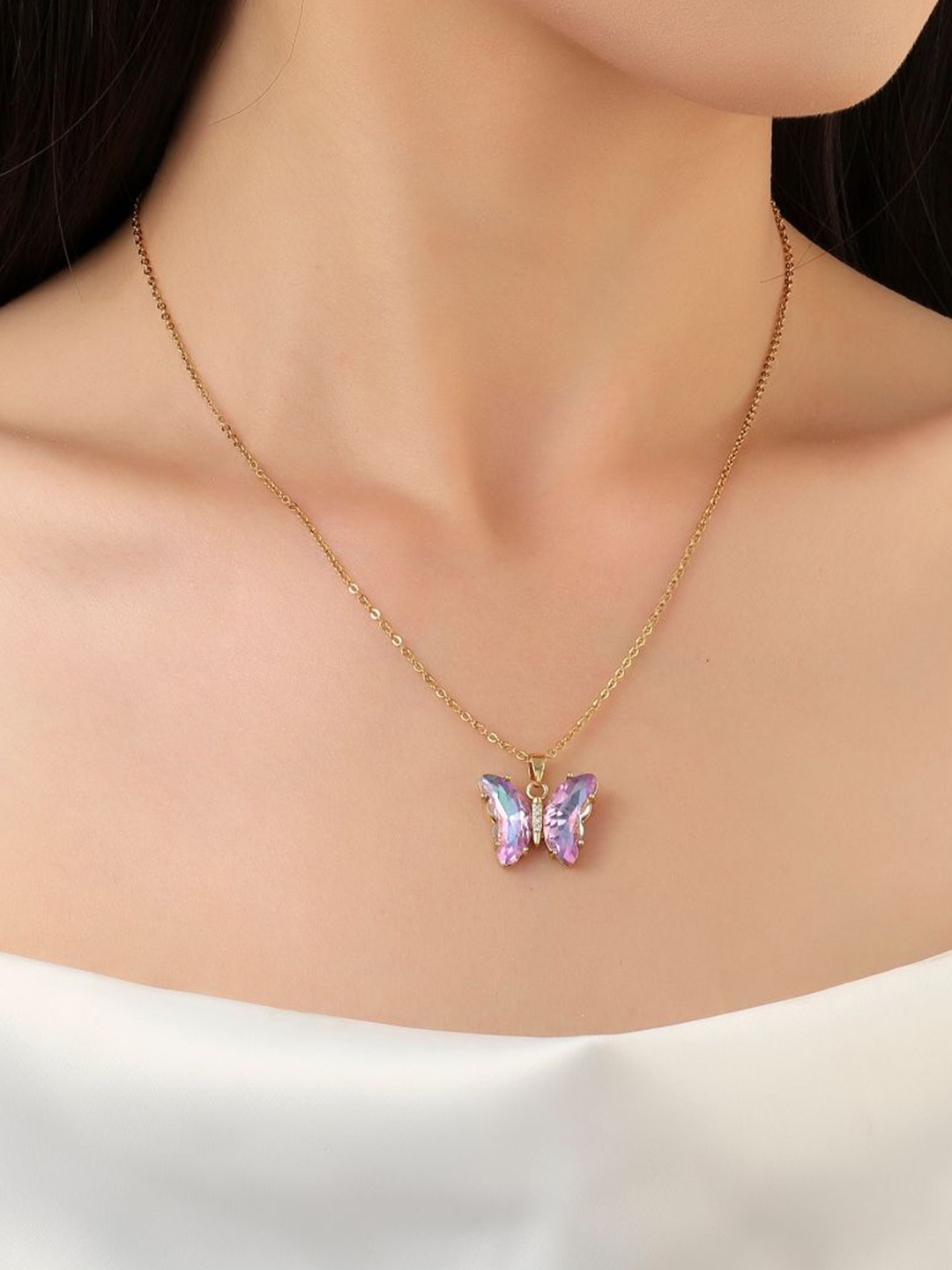 

SALTY Sapphire Butterfly Pendants with Chains, Purple