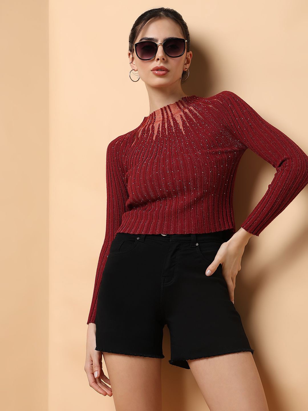 

SHOWOFF Crochet Top, Red