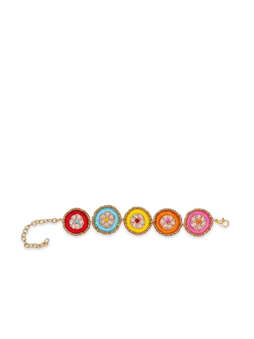 

Aye Candy Girls Beaded Zardosi Circle Design Bracelet, Blue