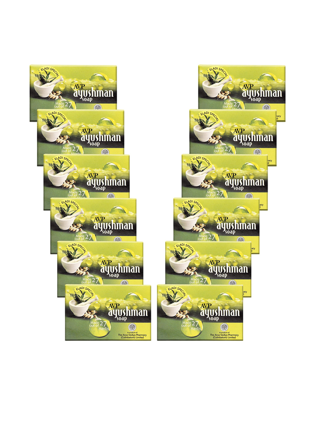 

AVP Set Of 12 Ayushman Ayurvedic Soap- 75gm Each, Green