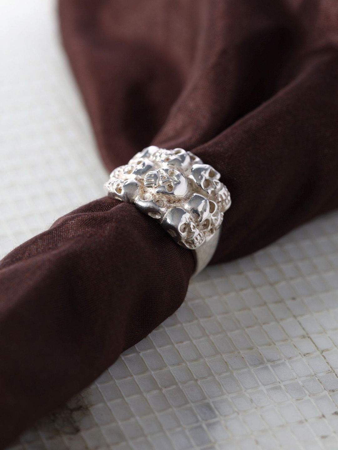 

Exotic India Sterling Silver Skull Ring