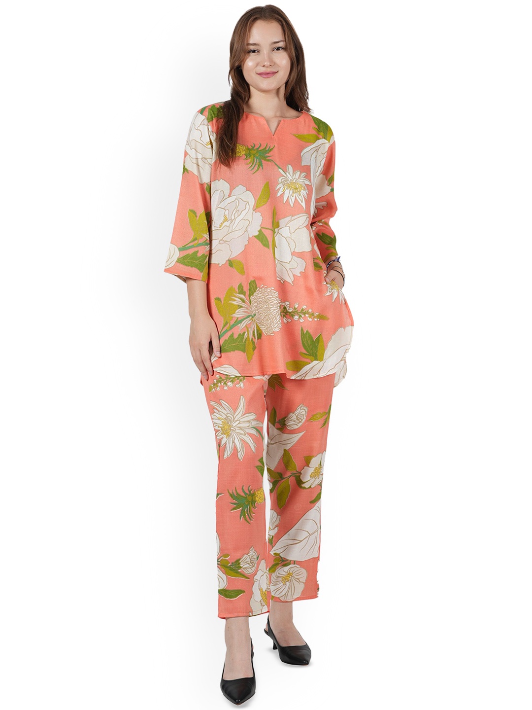 

BAESD Floral Printed Co-Ords Set, Peach