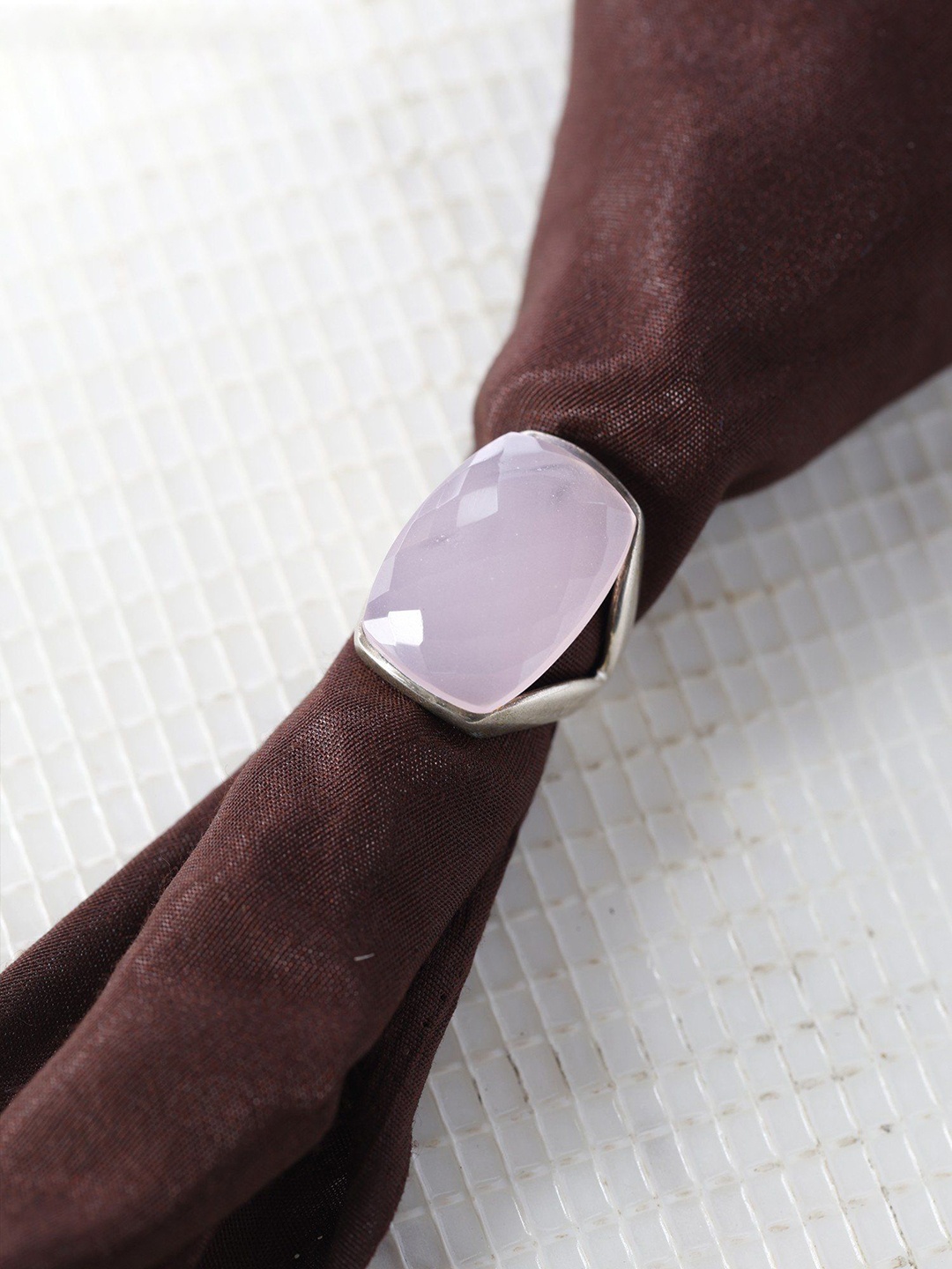 

Exotic India Faceted Rose Quartz Sterling Silver Ring
