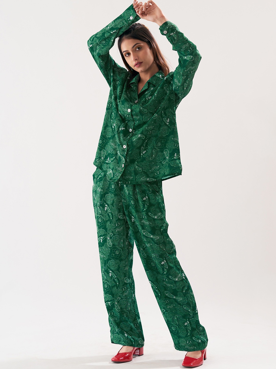 

BOONS n PERKKS Printed Shirt With Trousers, Green