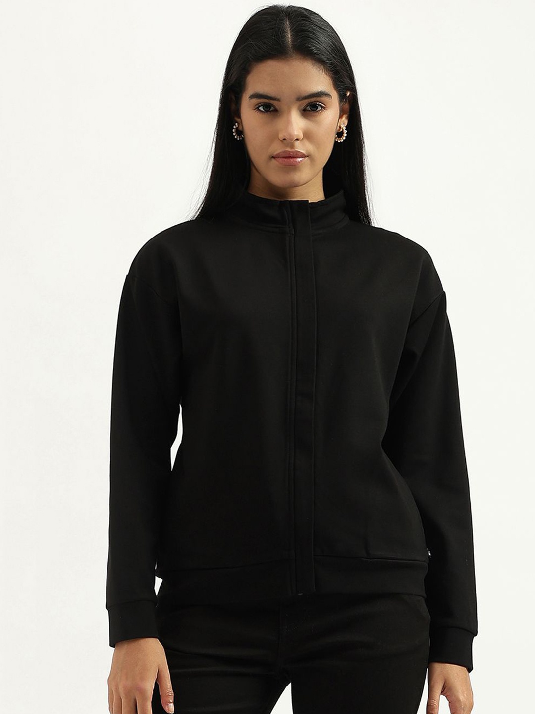 

United Colors of Benetton Women Solid Lightweight Bomber Jacket, Black