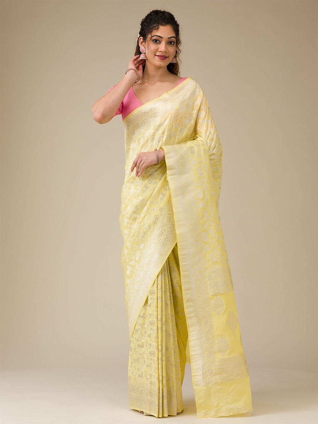 

Koskii Woven Design Zari Saree, Yellow