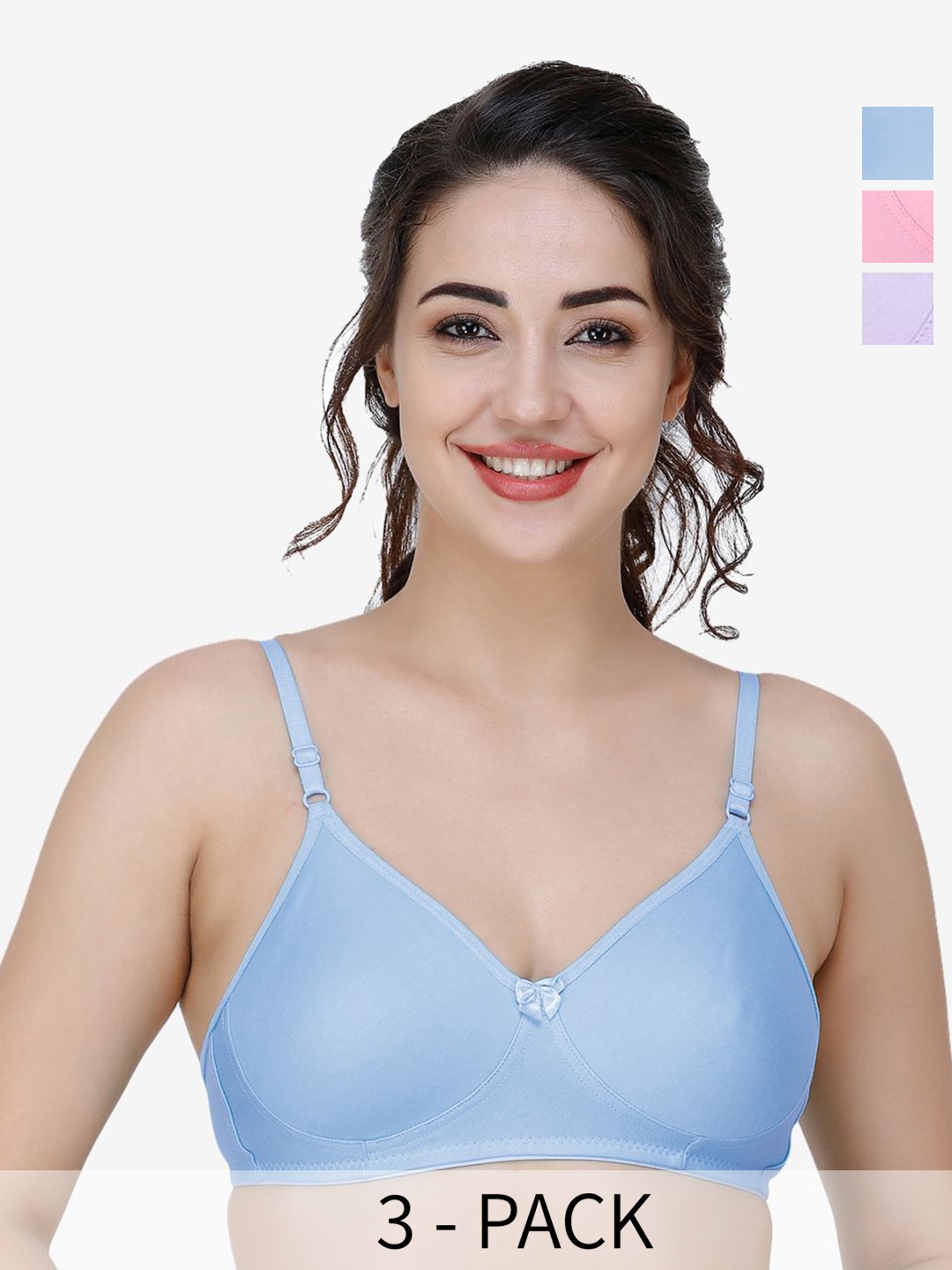 

Docare Pack Of 3 Full Coverage T-shirt Bra, Blue