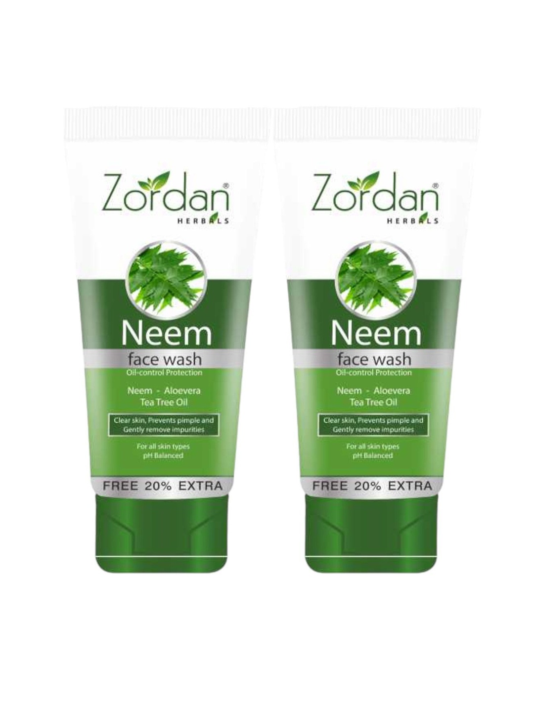 

ZORDAN Set Of 2 Herbal Neem Face Wash - 120 ml Each, Green