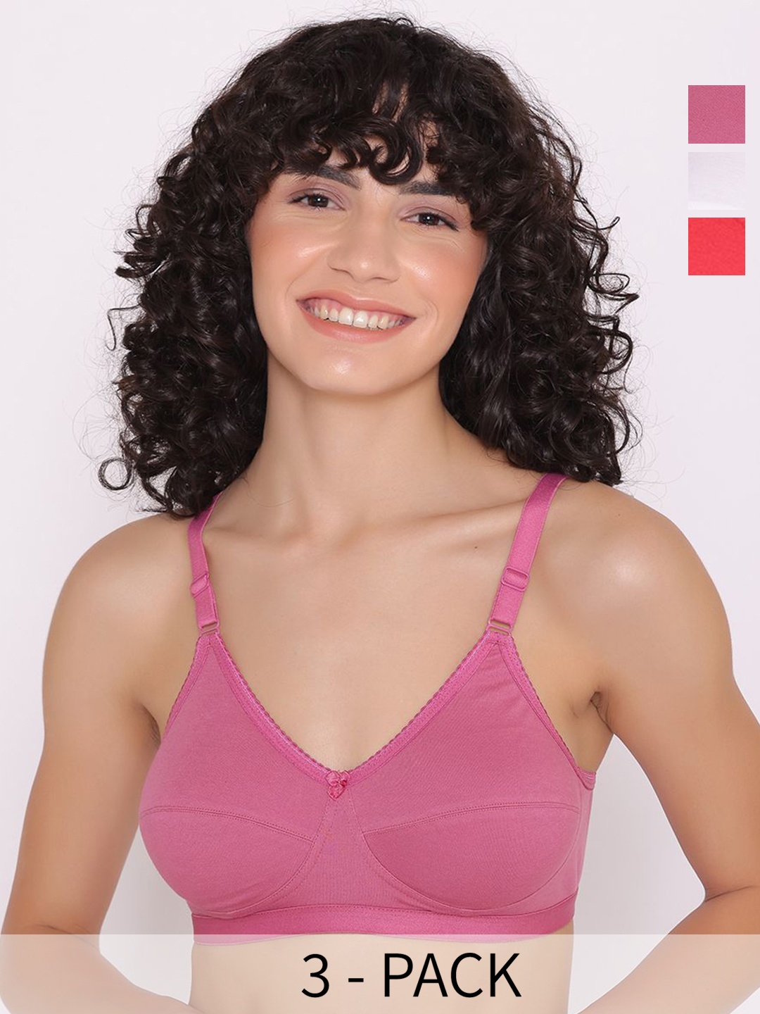 

INKURV Women Pack Of 3 Full Coverage Bra, White