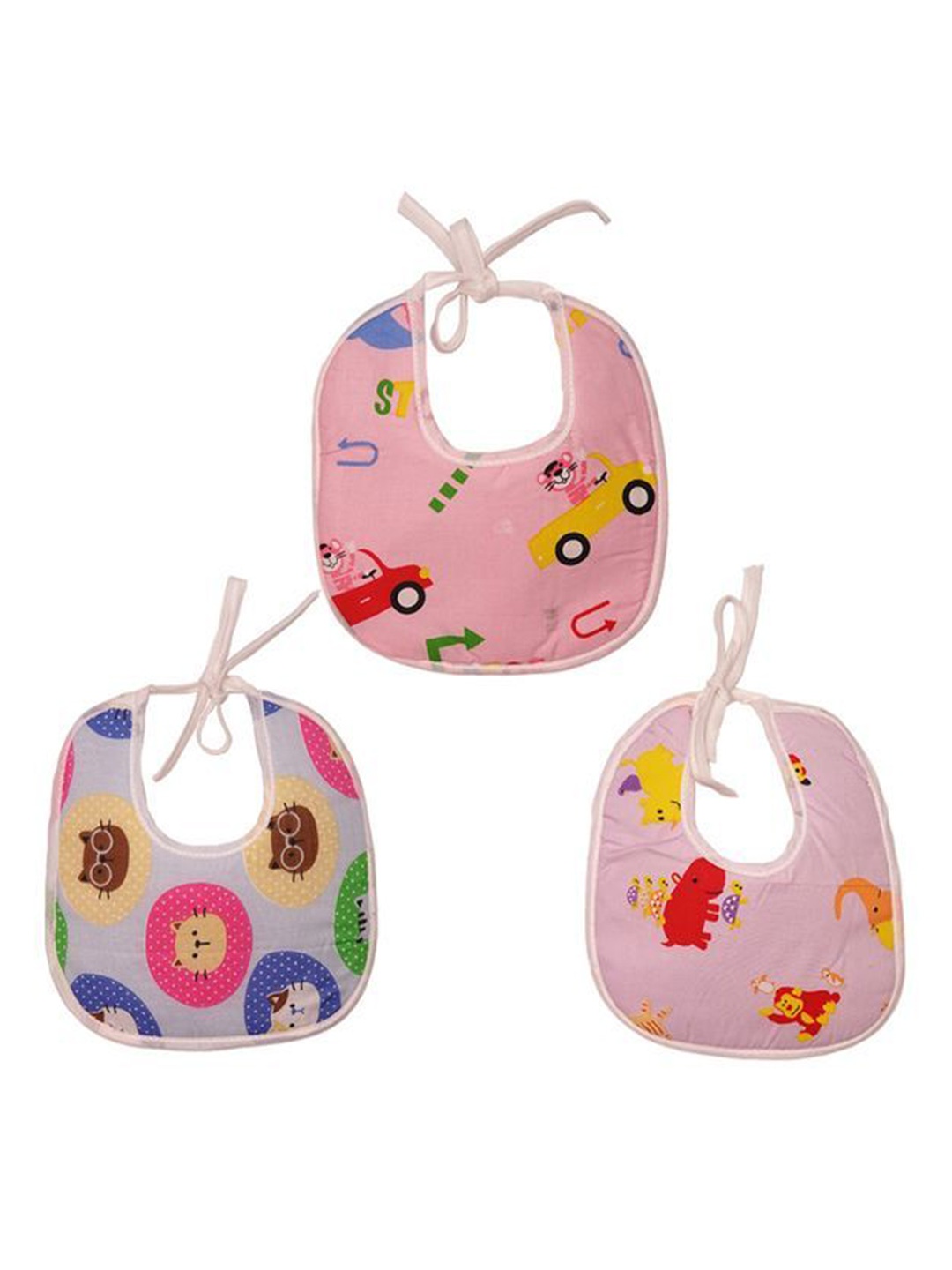 

BAESD Pack Of 3 Printed Cotton Bibs, Pink