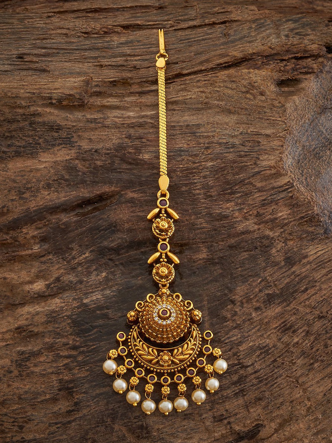 

Kushal's Fashion Jewellery Gold Plated Artificial Stones & Beads Studded Maang Tikka