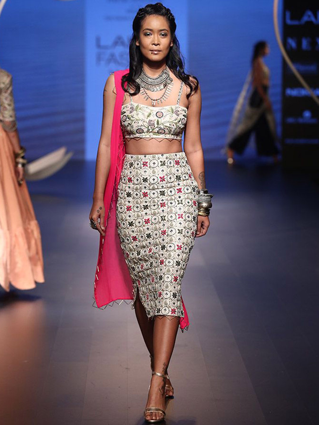 

Payal Singhal Nihan Embroidered Top With Pencil Skirt & Dupatta Co-Ords, White