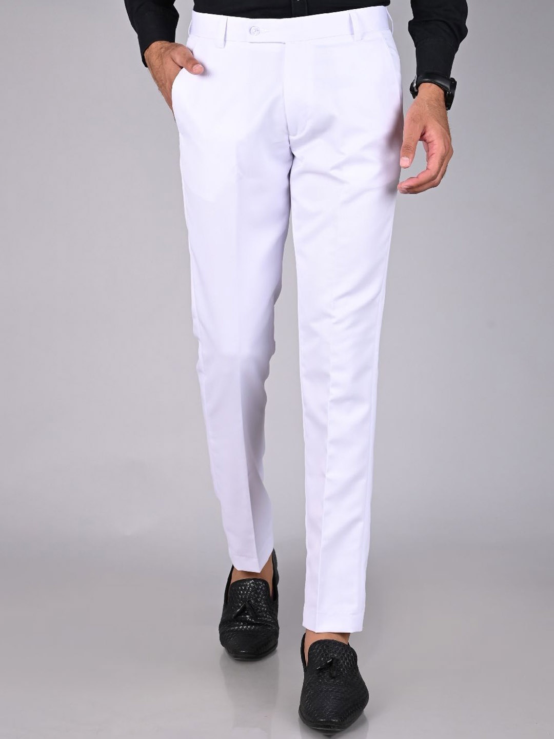 

MANCREW Men Smart Easy Wash Trousers, White