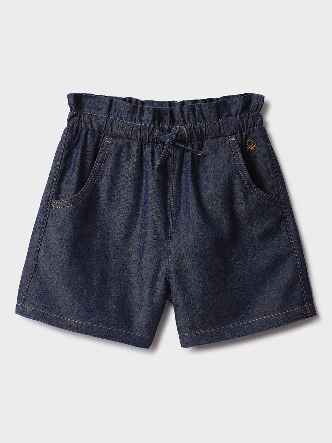 

United Colors of Benetton Girls High-Rise Denim Shorts, Blue