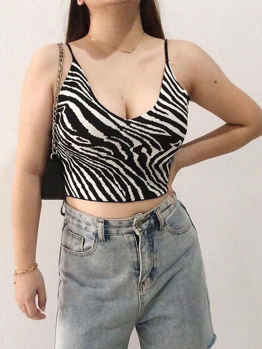 

LULU & SKY Animal Print Crop Top, Black