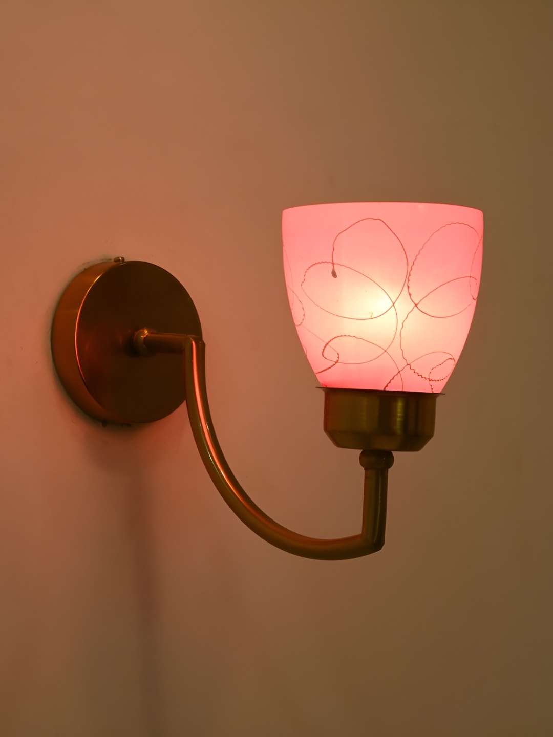 

Afast Pink & Yellow Abstract Contemporary Bell Shaped Glass Wall Lamp