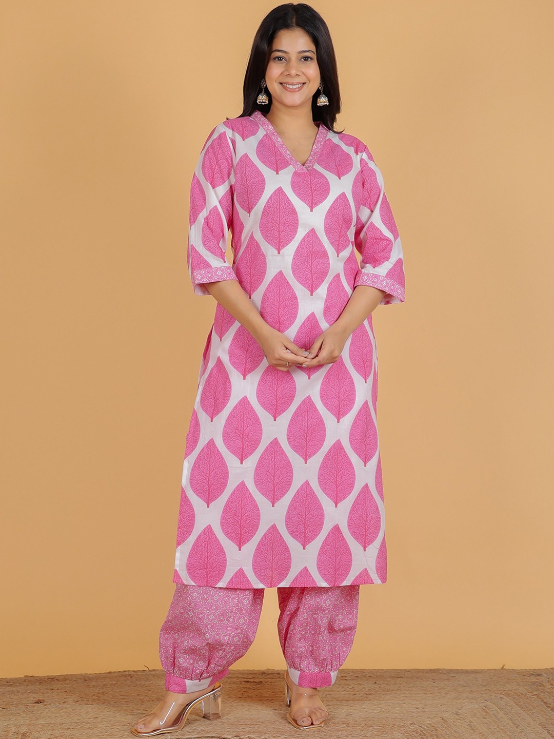 

Aramya Floral Printed Pure Cotton Straight Kurta With Salwar, Pink