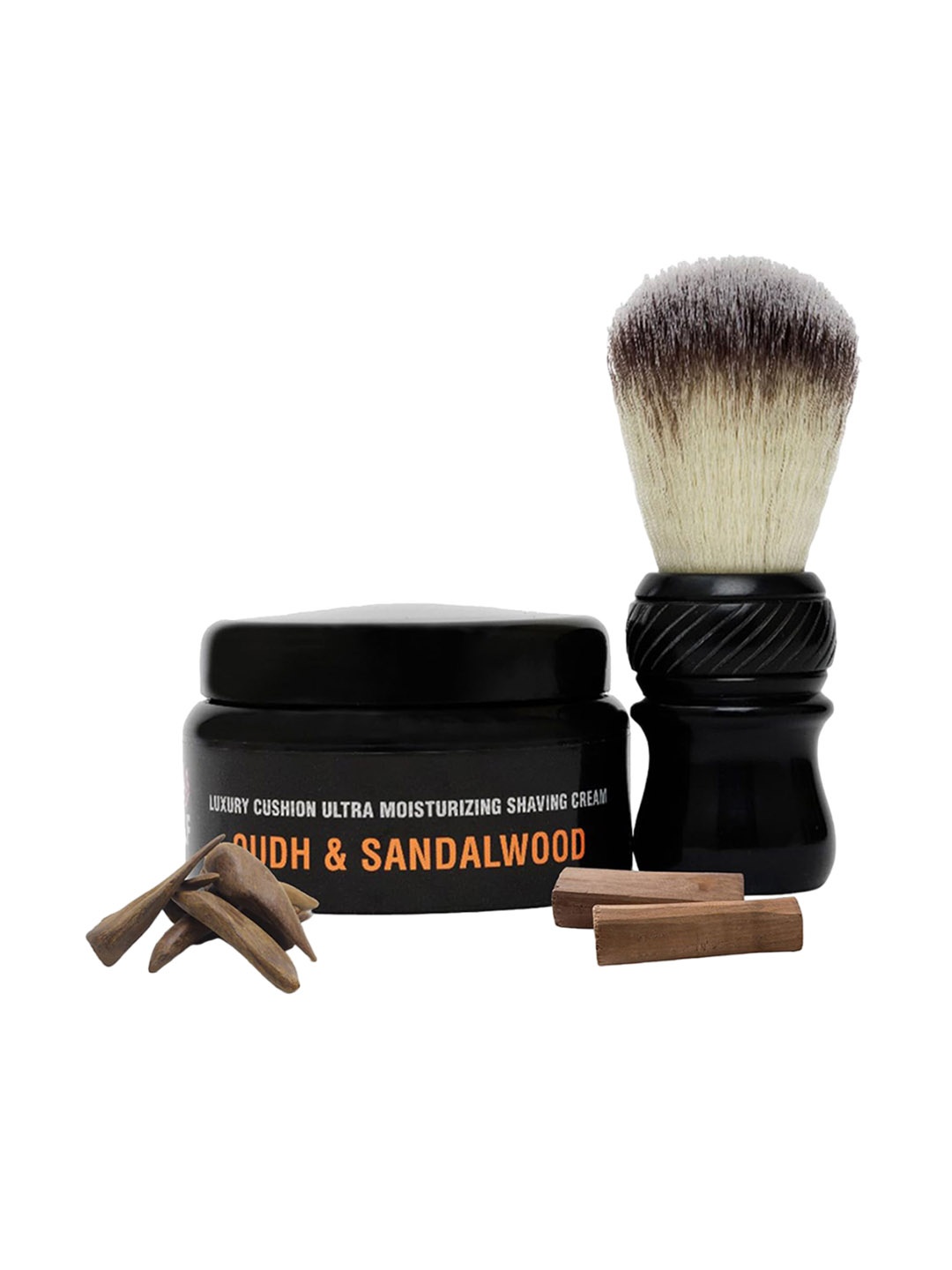 

PINK WOOLF Soft Shaving Brush With Oudh & Sandalwood Shaving Cream-100g, Orange