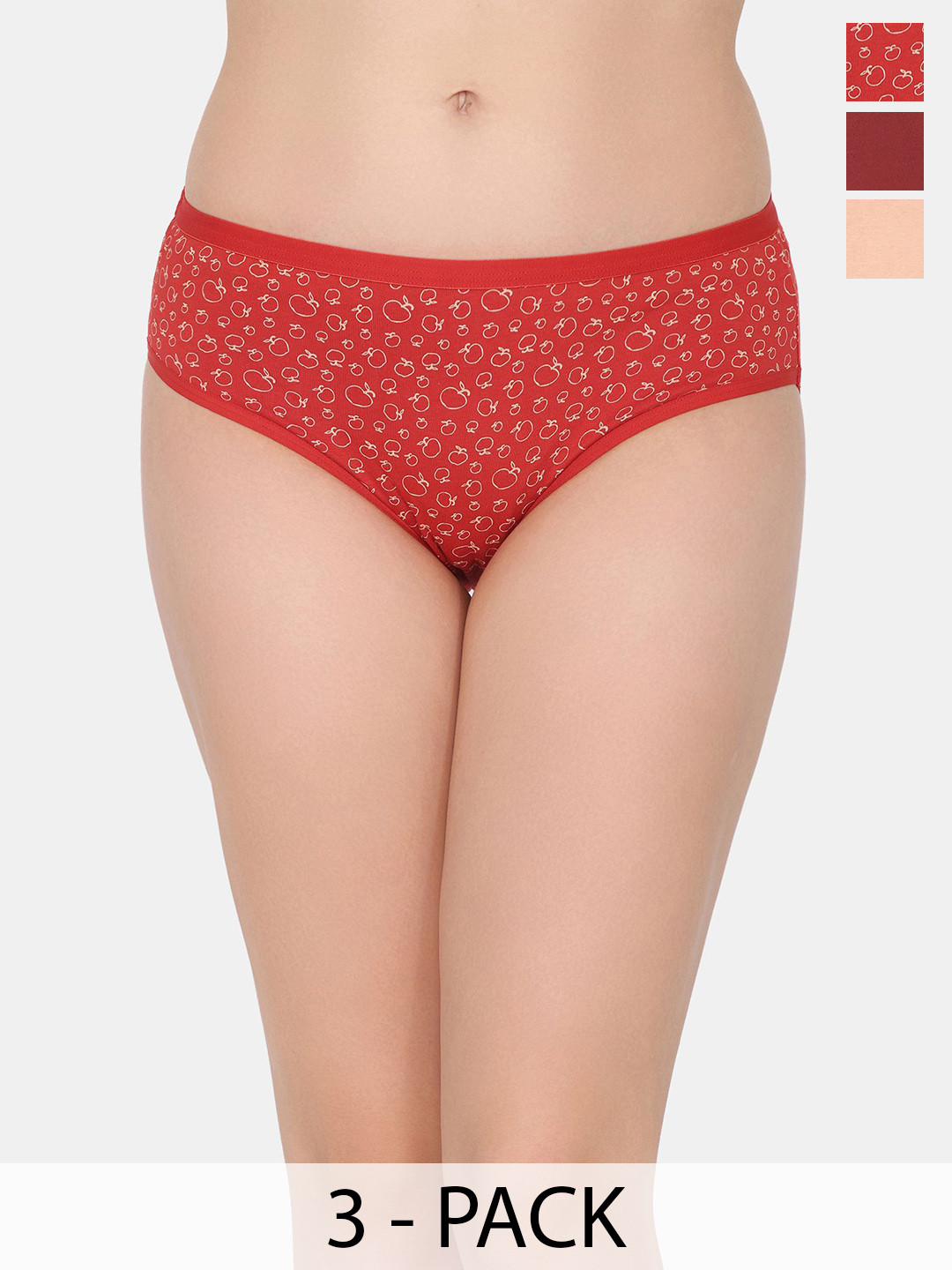 

Rosaline by Zivame Women Pack Of 3 Seamless Hipster Briefs, Maroon