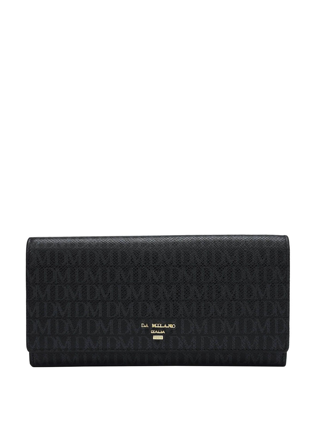 

Da Milano Women Textured Leather Envelope Wallets, Black