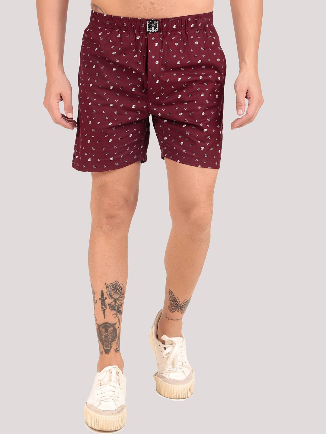 

inner element Printed Cotton BoxersBoxer_Print_Maroon Motif_Pk1_M