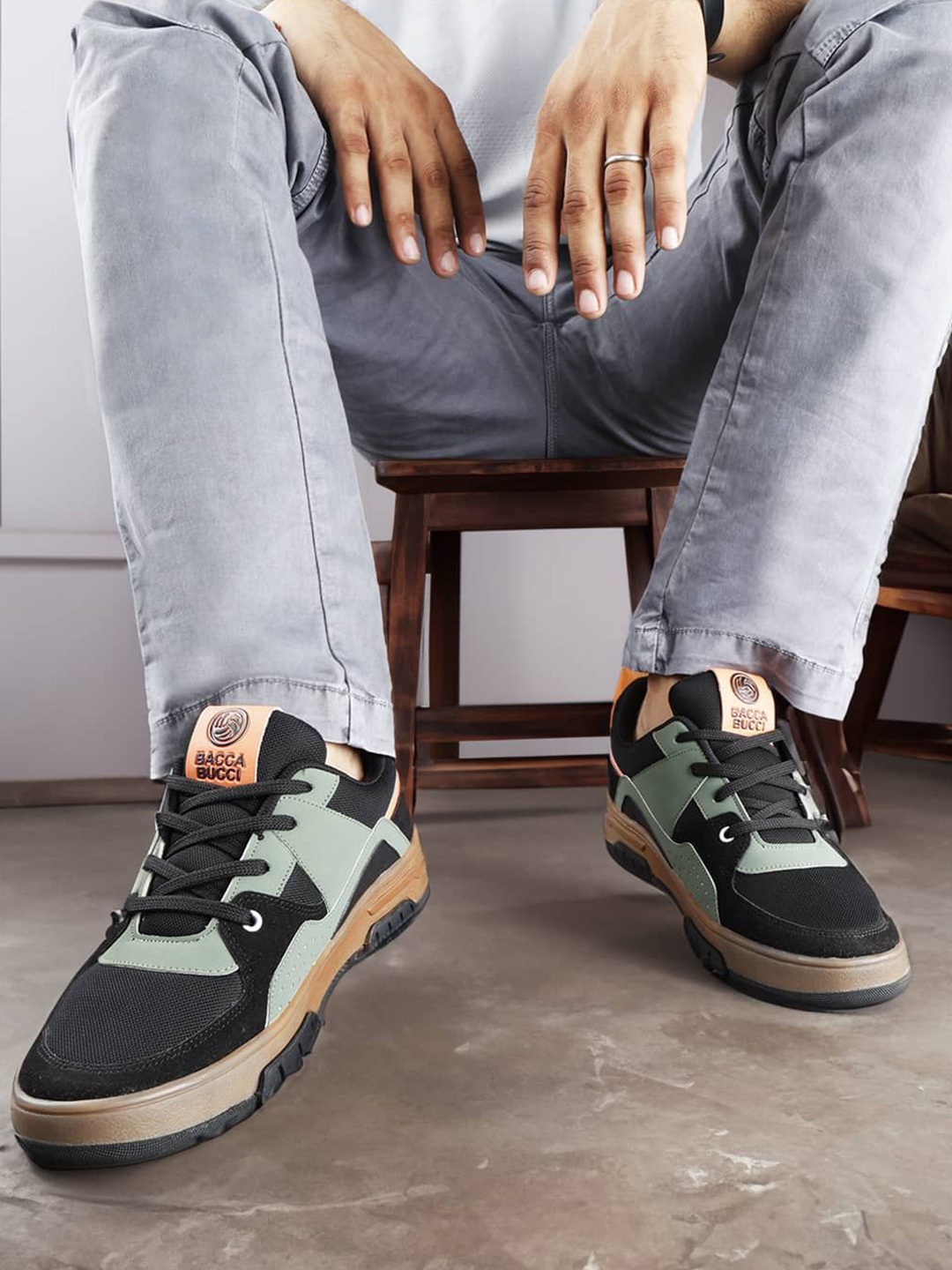 

bacca bucci Groove Men Colourblocked Lace Up Sneakers, Black