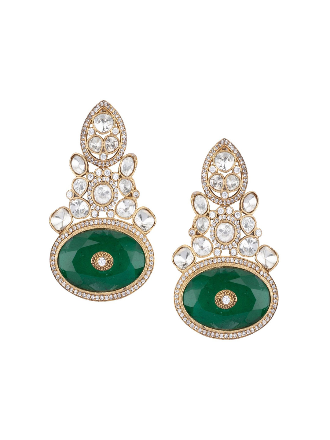 

Vivinia by Vidhi Gold-Plated Zircon Stone Studded Drop Earrings