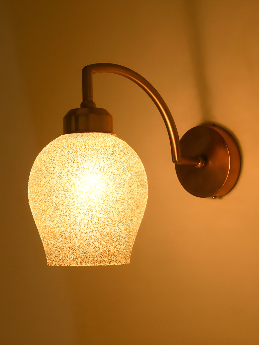 

Afast Grey & Gold-Toned Textured Bell Shaped Glass Wall Lamp