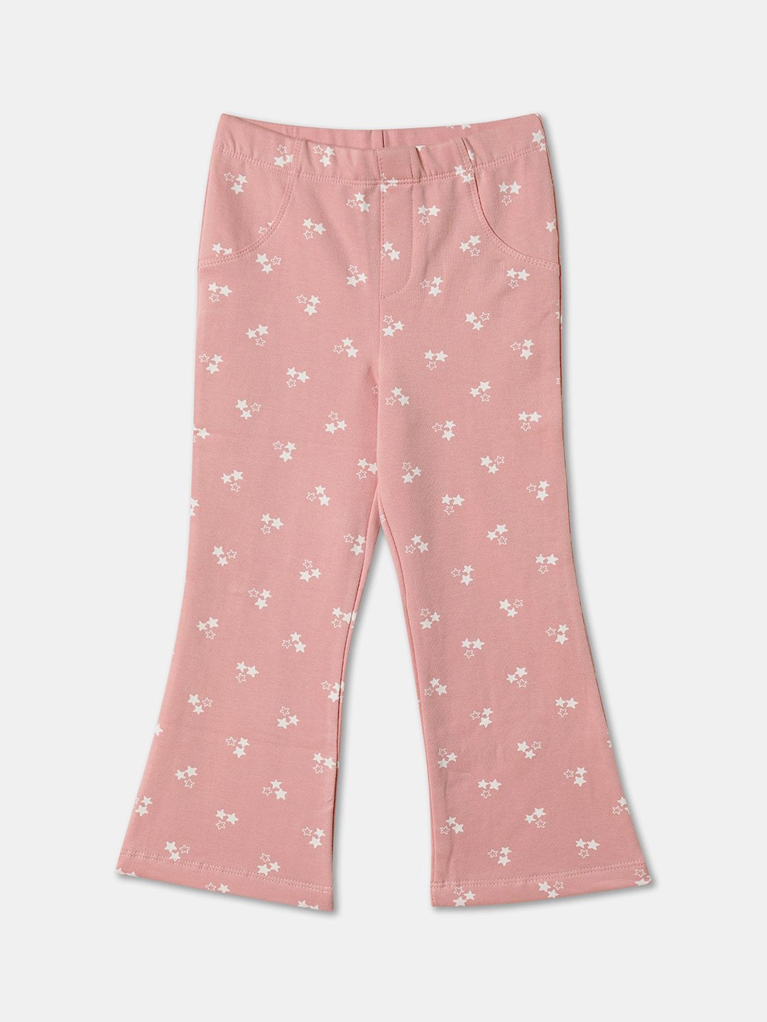 

R&B Girls Printed Cotton Track Pants, Pink