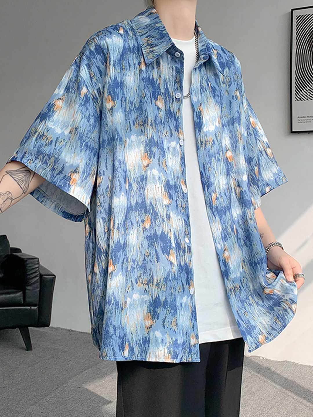 

StyleCast Men Opaque Printed Casual Shirt, Blue