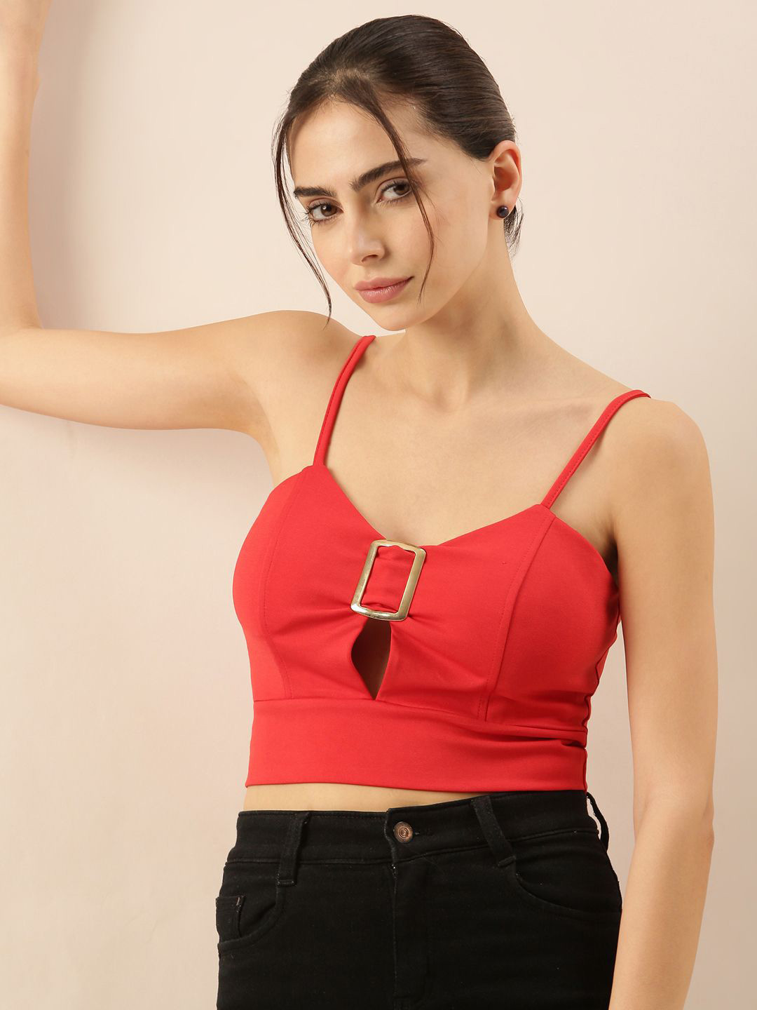 

SHOWOFF Sweetheart Neck Bralette Crop Top, Red