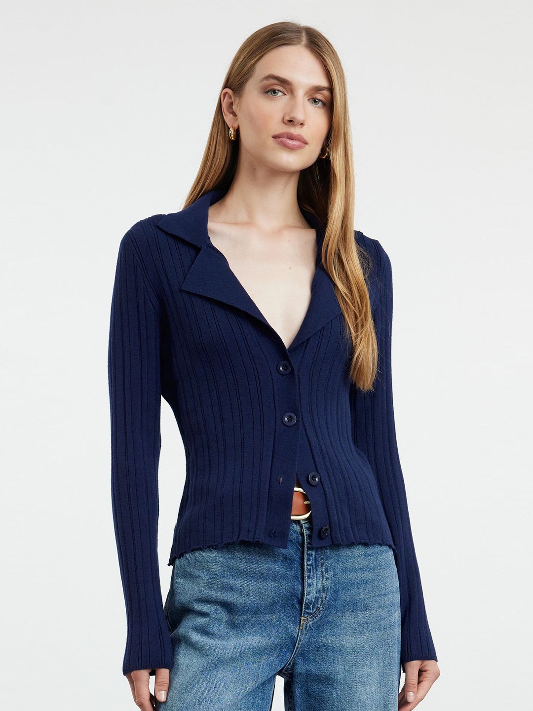 

Trendyol Women Striped Cardigan, Blue