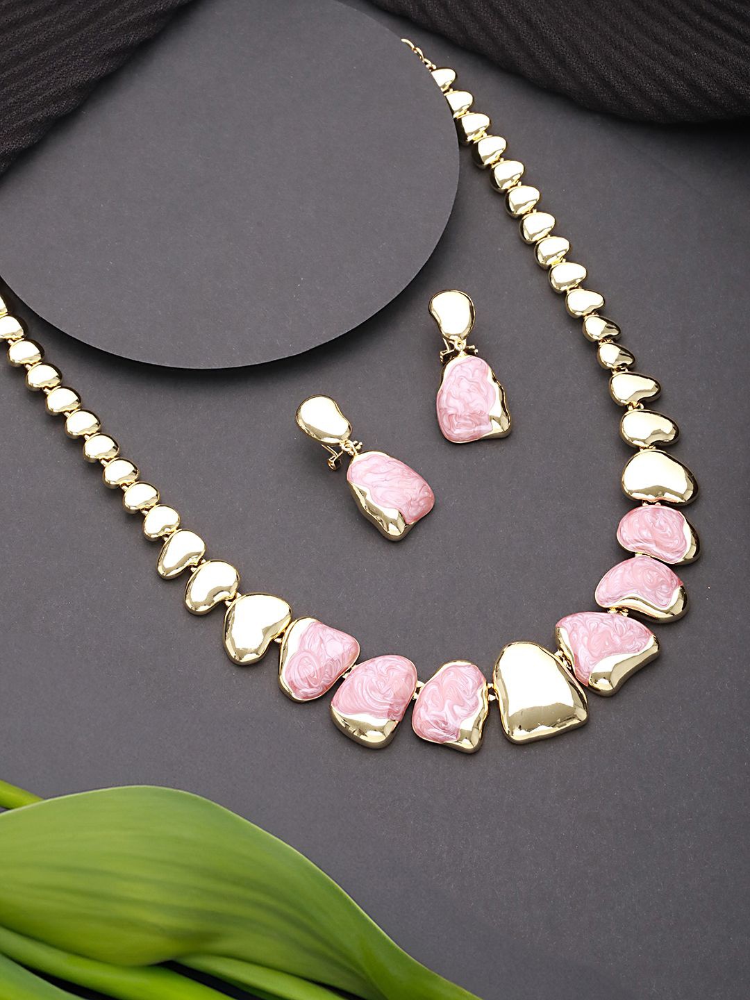 

SARAF TRENDZ Stainless Steel Gold-Plated Enamelled Jewellery Set