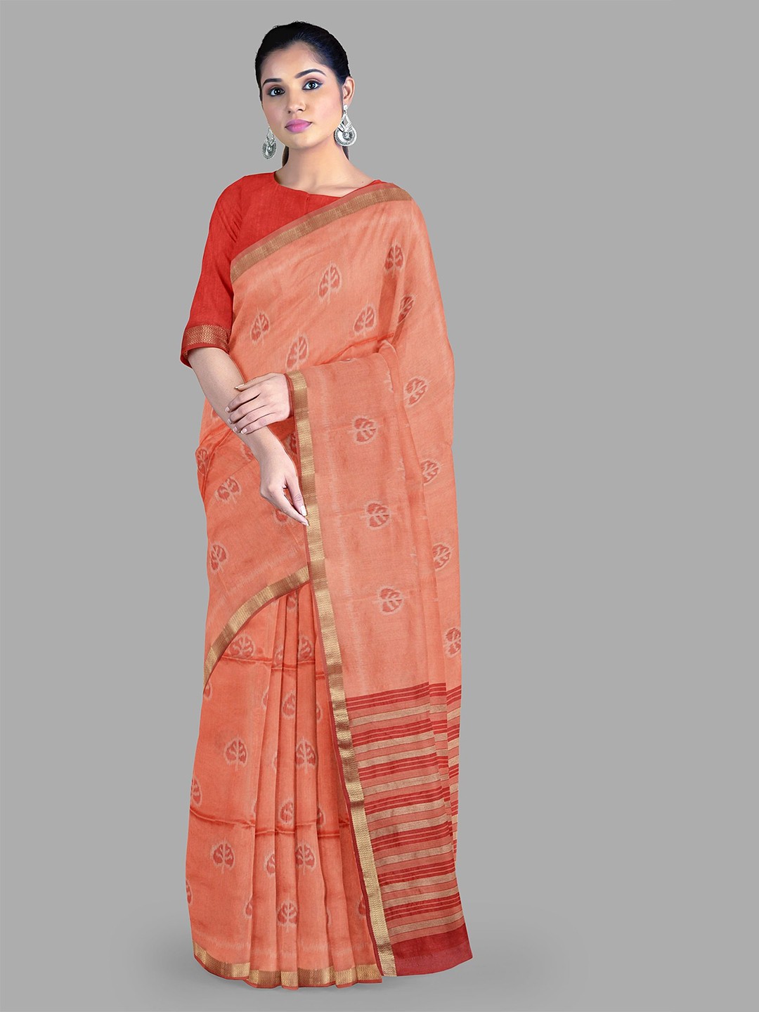 

The Chennai Silks Floral Printed Sarees, Coral