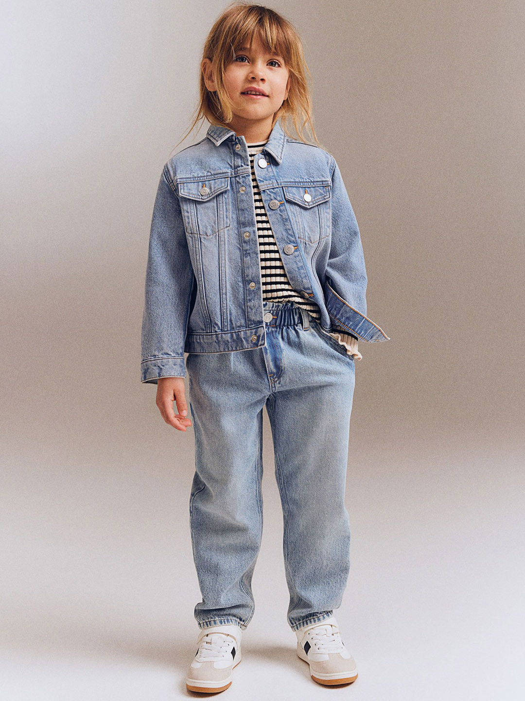 

H&M Girls Relaxed Paper Bag Jeans, Blue