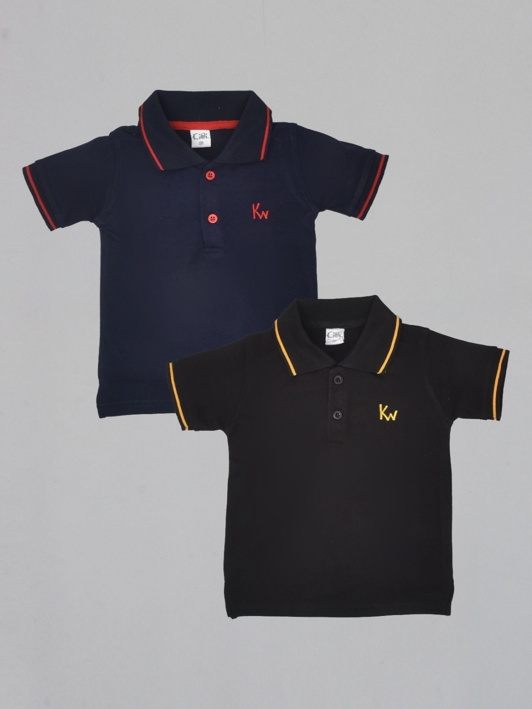 

BAESD Pack Of 2 Boys Solid Polo Collar Cotton T-shirts, Black