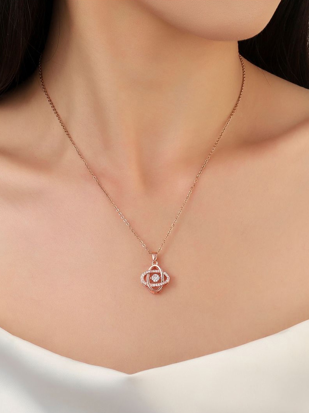 

SALTY Orbit Studded Rose Gold-Plated Stainless Steel Pendant With Chain