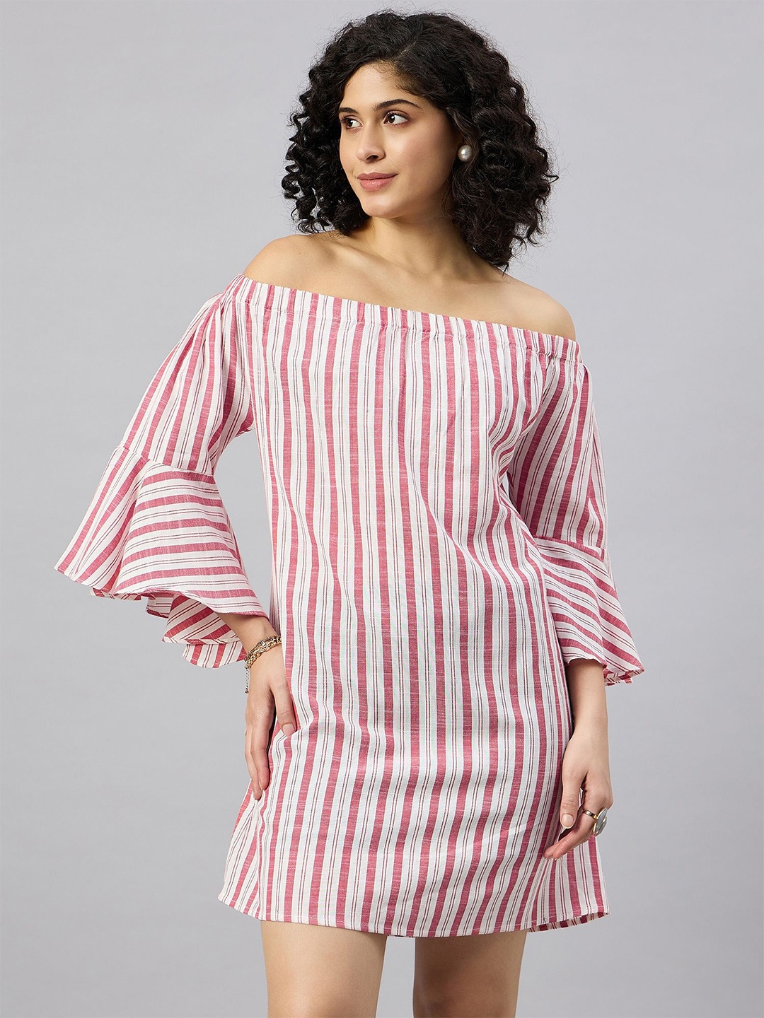 

The Roadster Lifestyle Co Striped Cotton Dress, Red