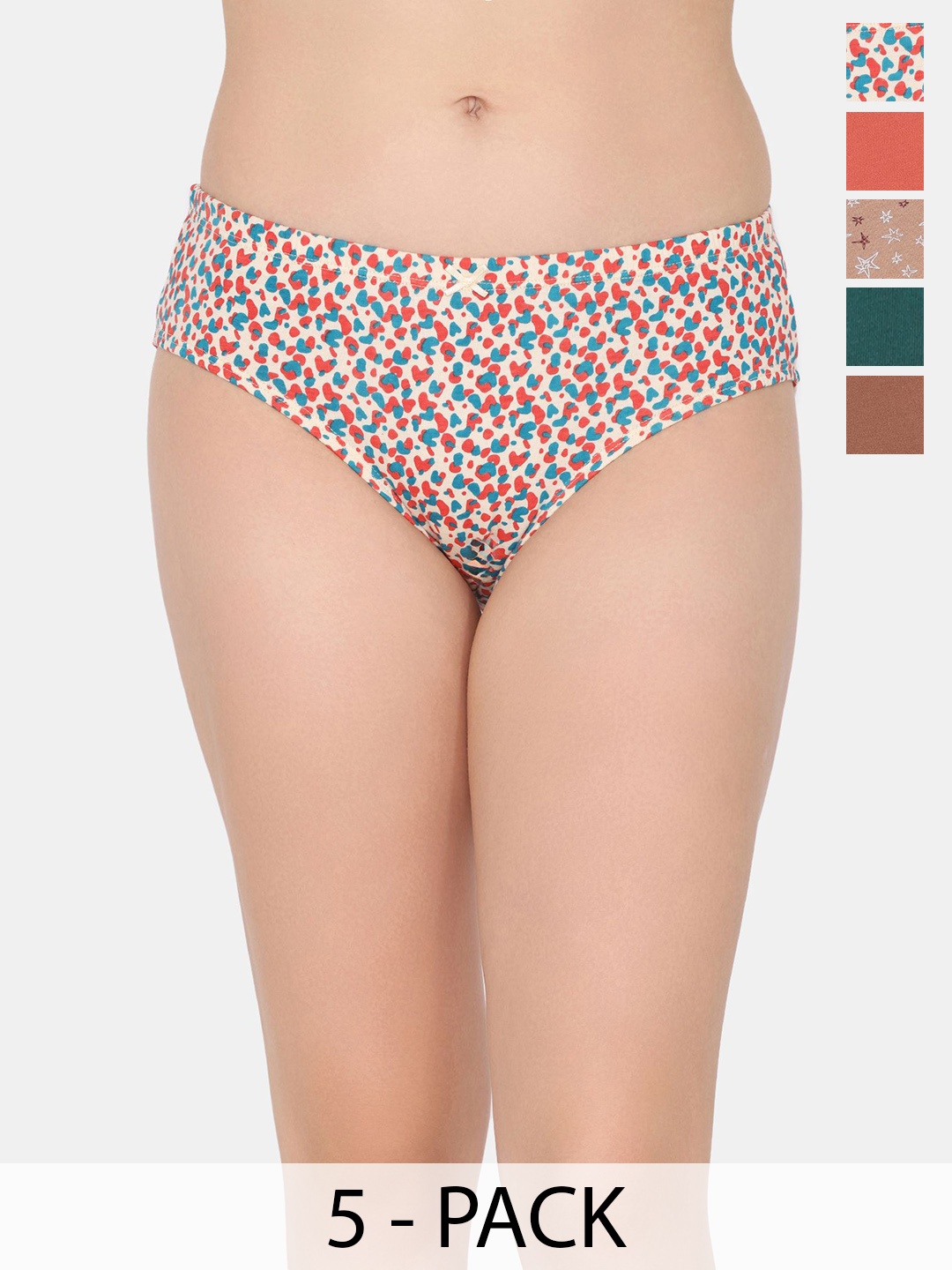 

Rosaline by Zivame Women Pack Of 5 Seamless Hipster Briefs, Brown