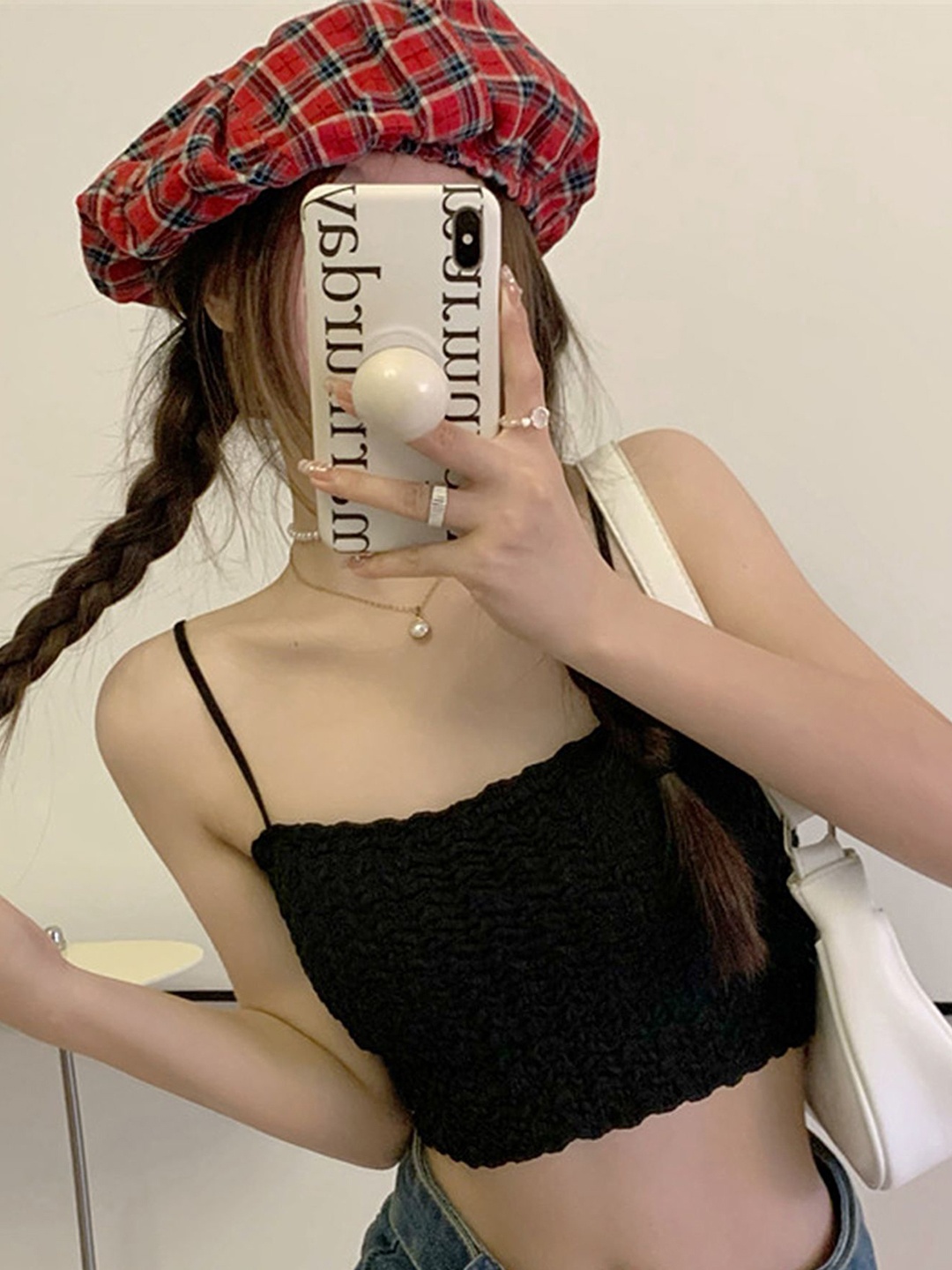 

LULU & SKY Striped Bralette Crop Top, Black