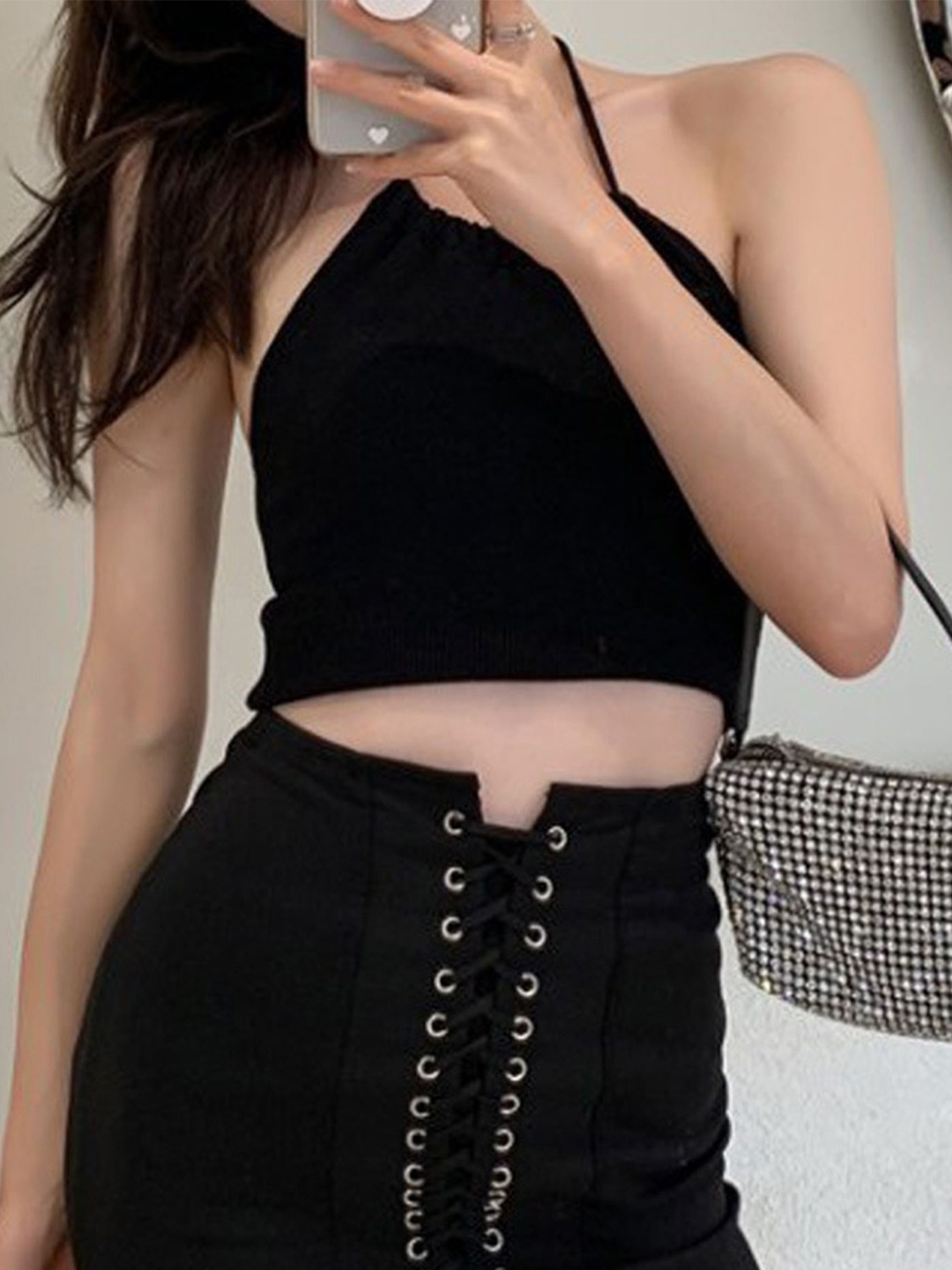 

LULU & SKY Styled Back Crop Top, Black