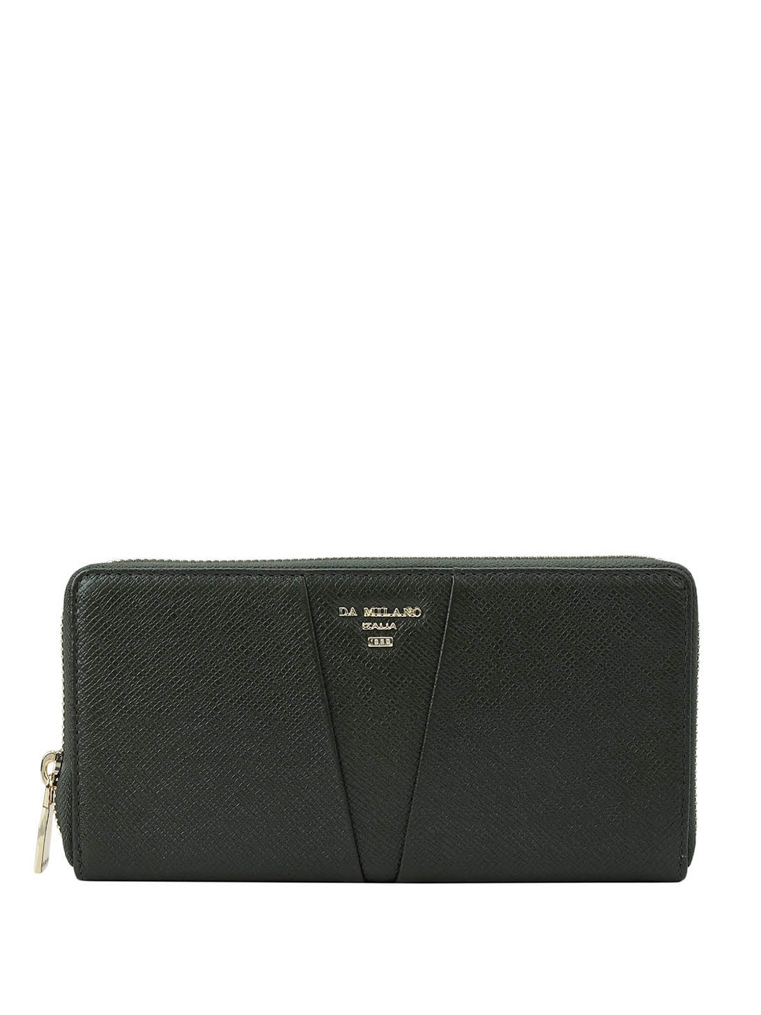 

Da Milano Women Textured Leather Zip Around Wallet, Green