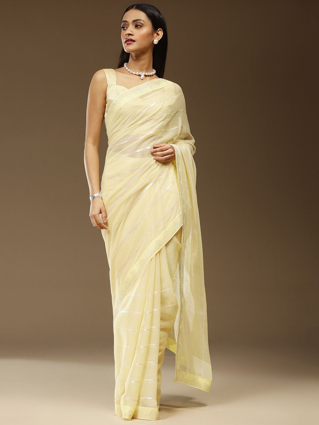 

KALINI Embellished Sequinned Saree, Yellow