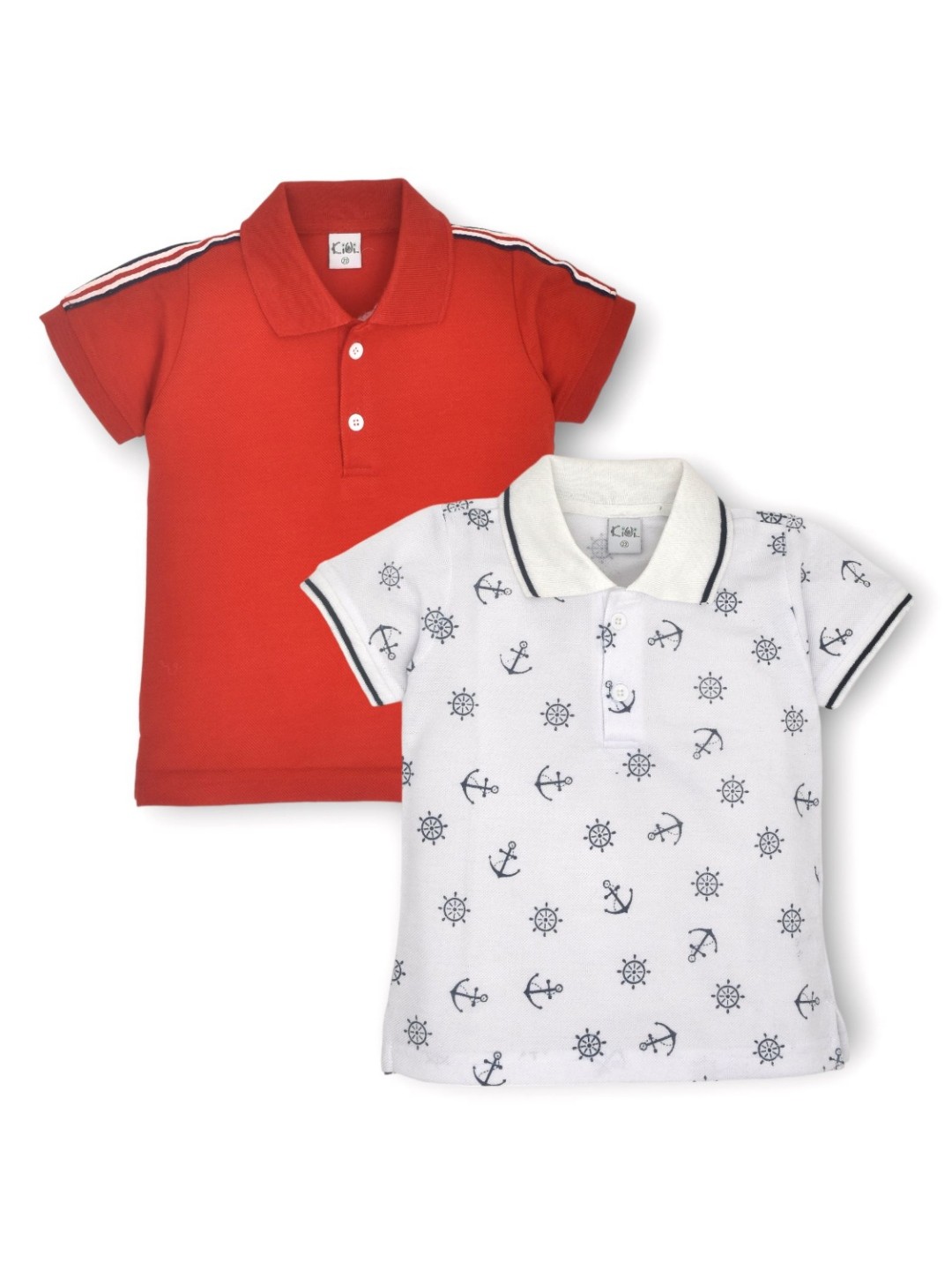

BAESD Pack Of 2 Boys Conversational Printed Polo Collar Cotton T-shirts, Red