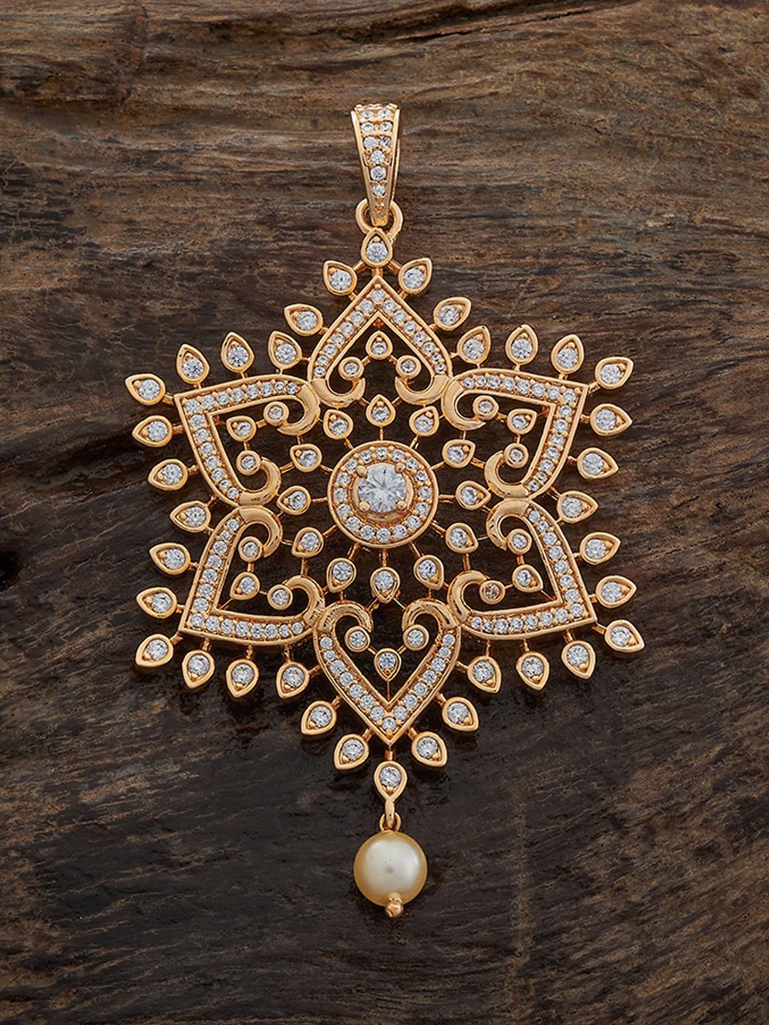 

Kushal's Fashion Jewellery Gold-Plated Contemporary Cubic Zirconia Pendant