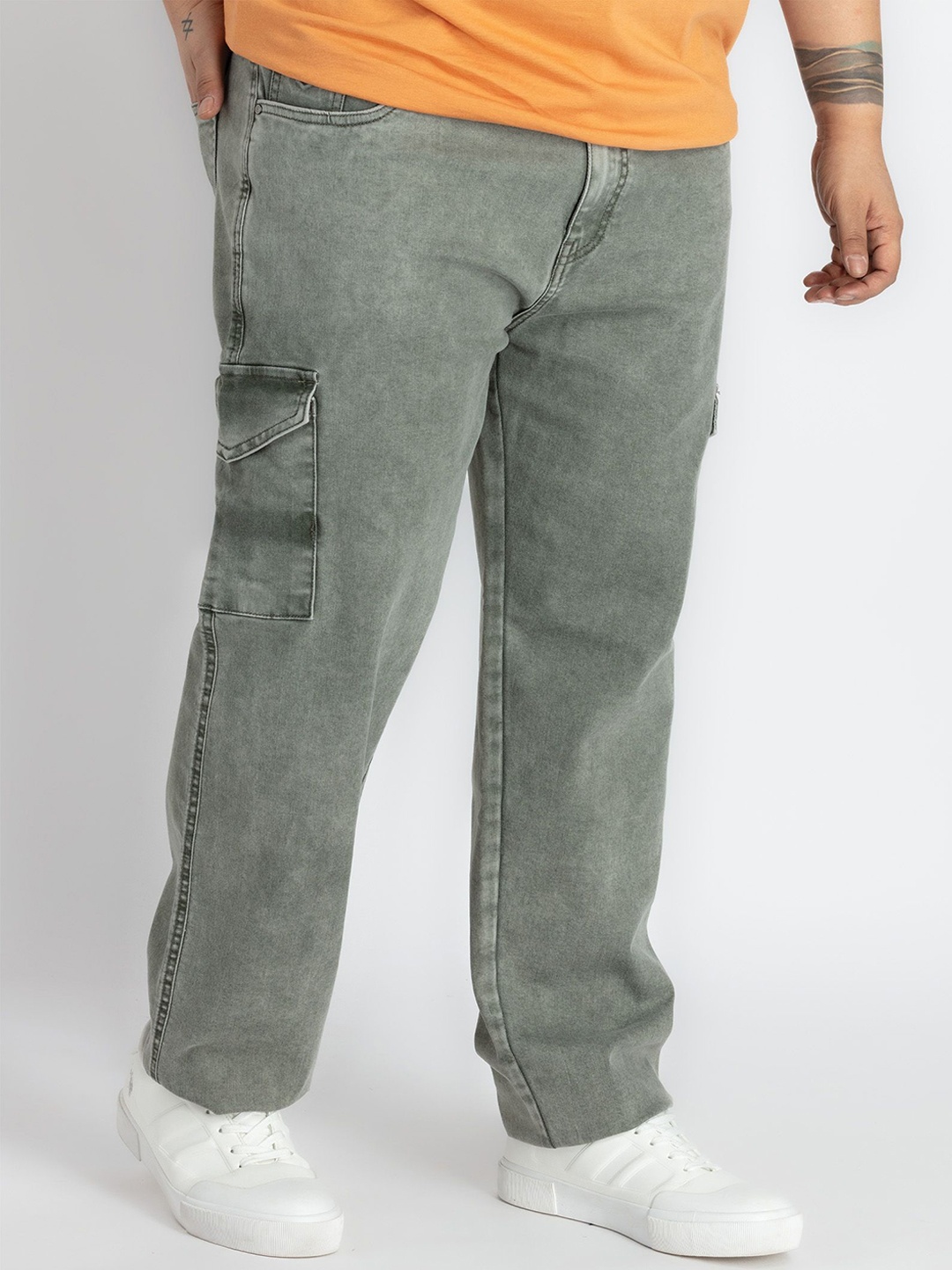 

UNSIZED Plus Size Men Mid-Rise Jeans, Olive