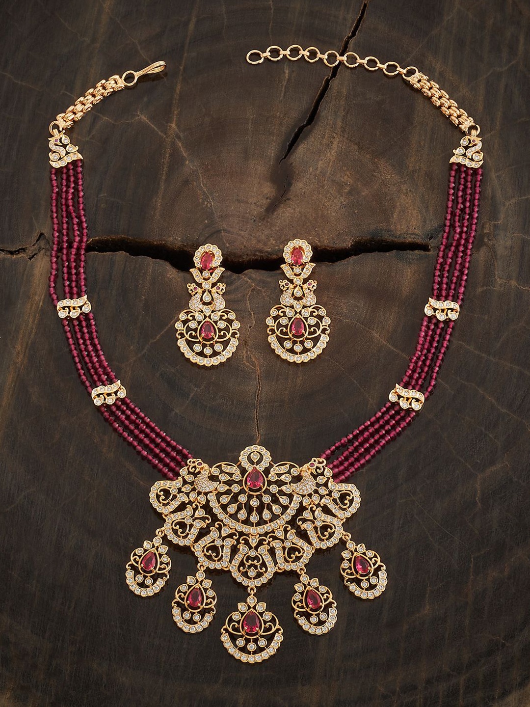 

Kushal's Fashion Jewellery Gold-Plated Stones Studded Jewellery Set