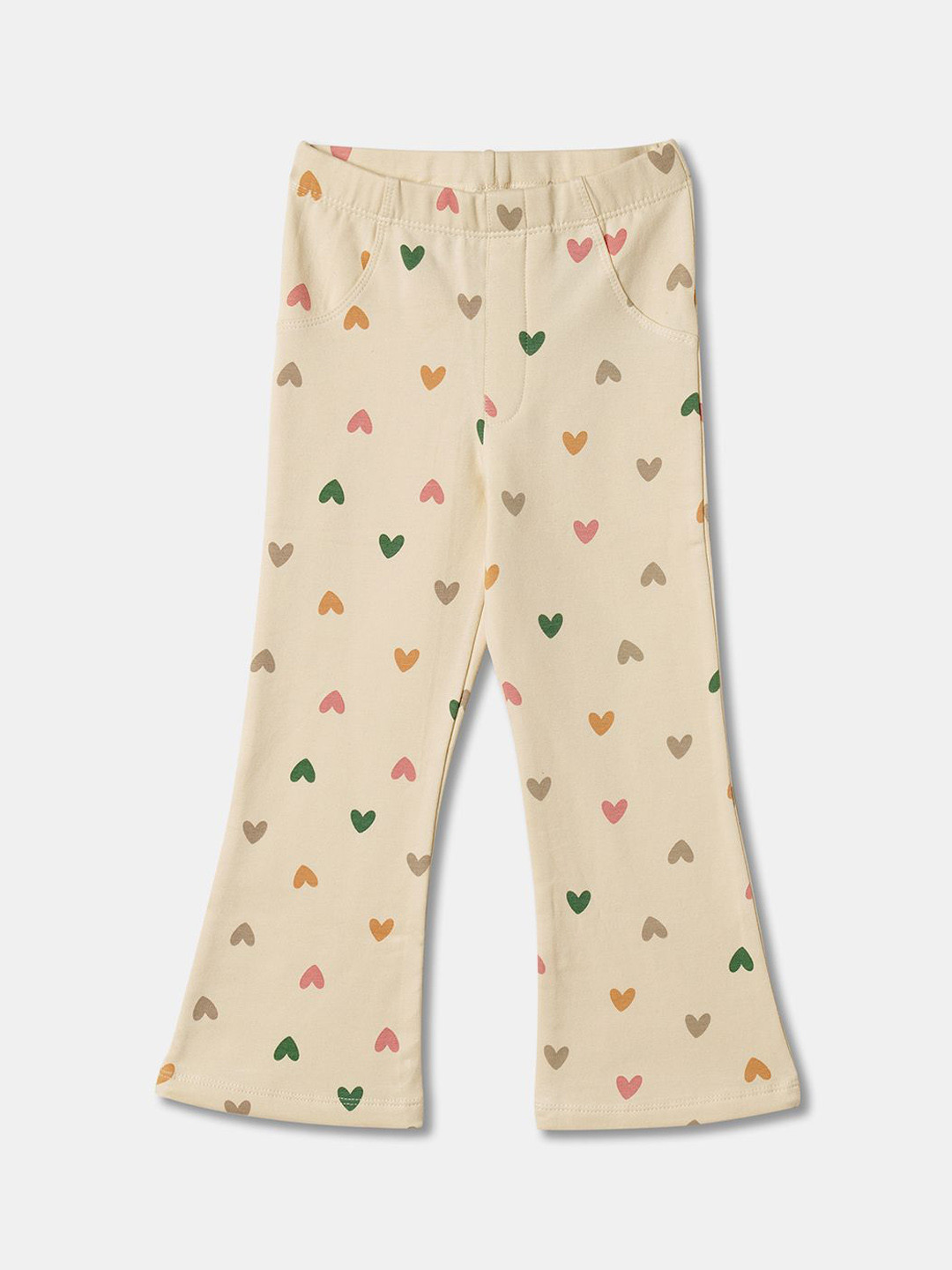 

R&B Girls Printed Cotton Track Pants, Cream